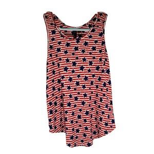 Cynthia Rowley Womens Pajama Tank Top Size S USA Red White Blue Stars Stripes